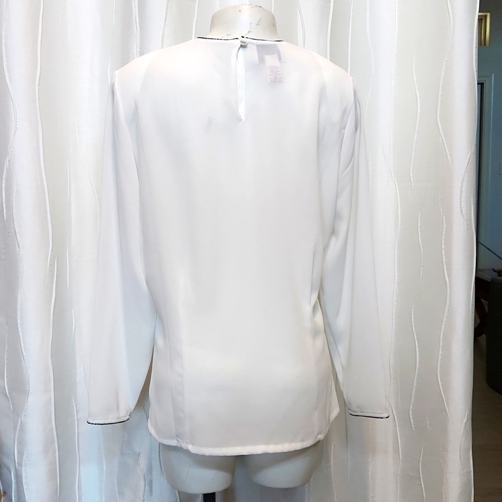 Vintage Susan Bristol White Beaded Holiday Top - Picture 4 of 5